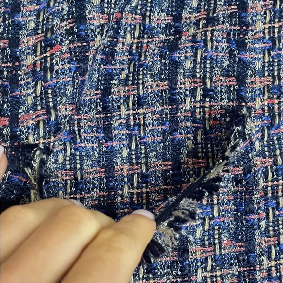 Ann Taylor Lined Blue Tweed Short Sleeve Sheath Dress With Pockets Women’s Sz 8 - Picture 2 of 8